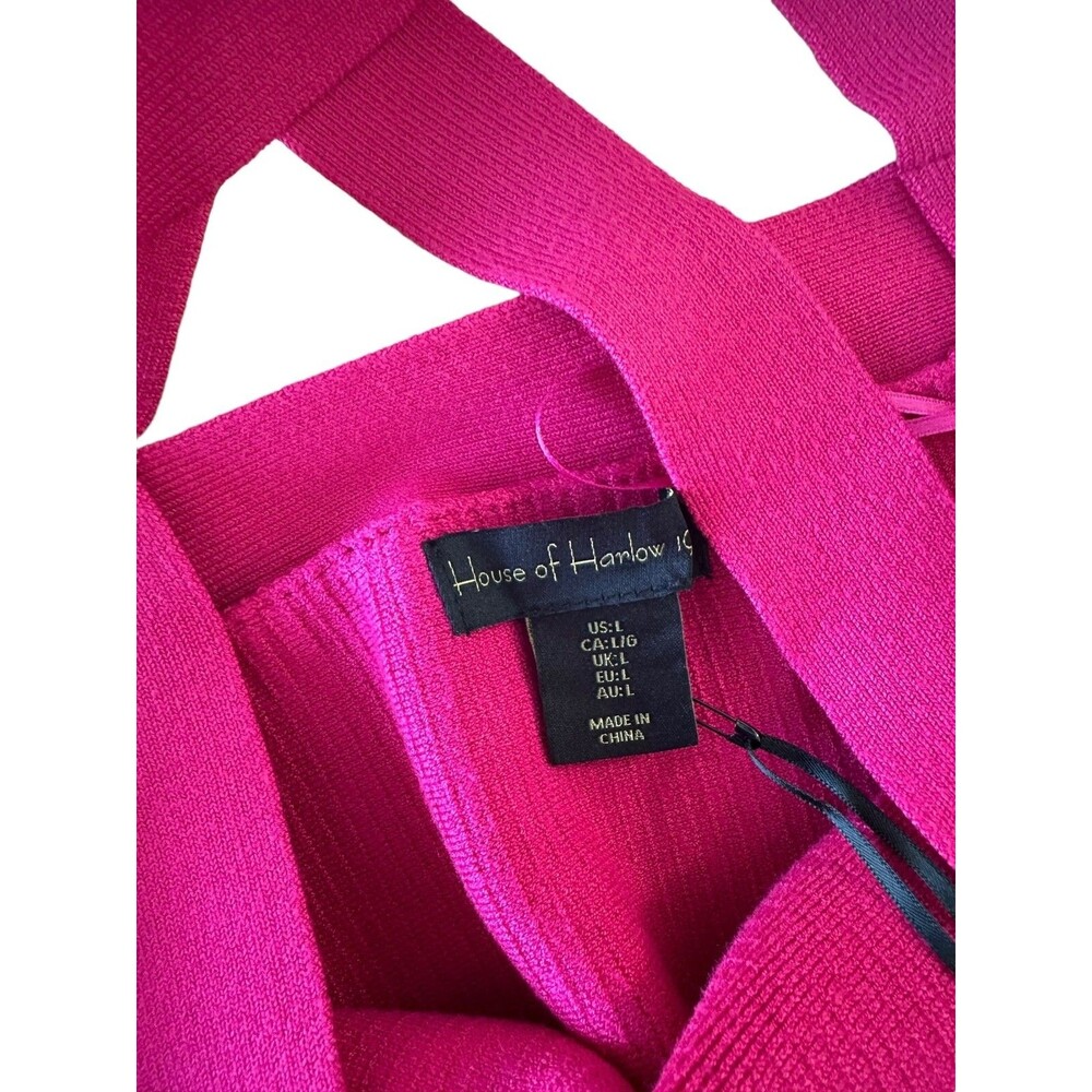 House of Harlow 1960 Woman's Luxe Essentials  Ribbed Cropped Top Size L Fuchsia - Picture 4 of 7